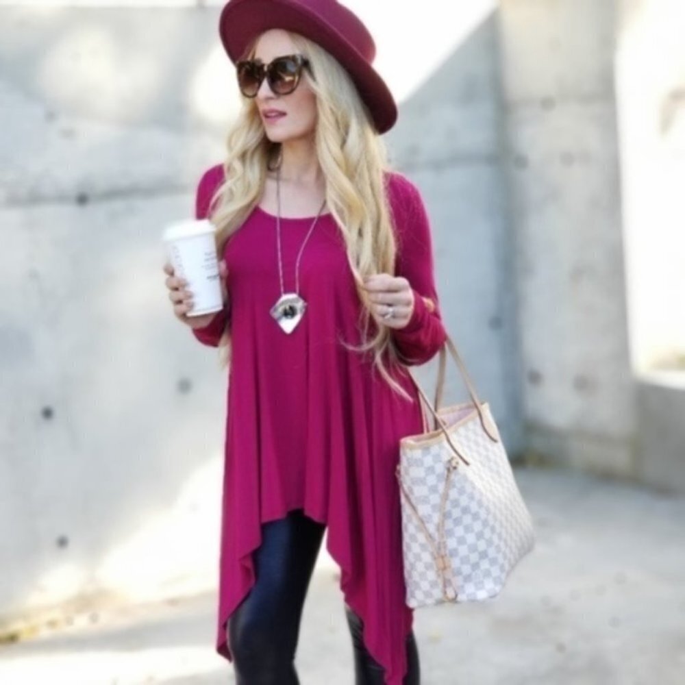 CASUAL DOLLZ Tunic Top - Magenta Pink